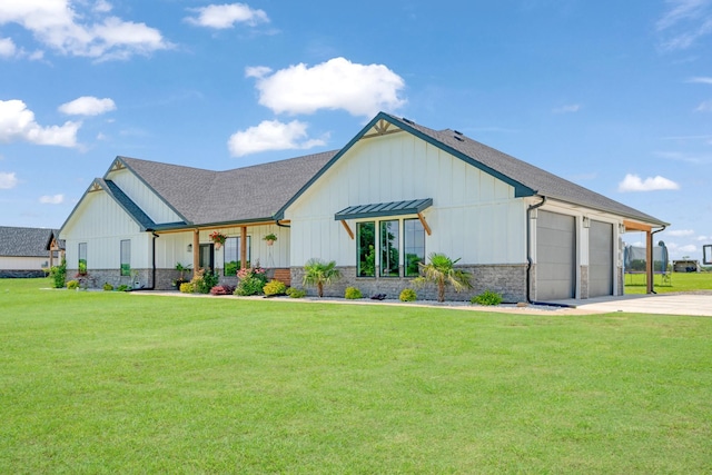 176 Private Road 33082, Sumner, TX 75486 - modern farmhouse featuring board and batten siding, a garage, concrete driveway, and a front yard