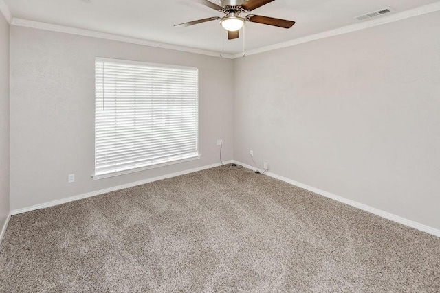 3101 Bonniebrook Dr, Plano, TX 75075 - unfurnished room with ceiling fan, carpet floors, and ornamental molding