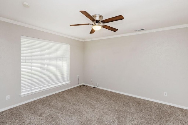 3101 Bonniebrook Dr, Plano, TX 75075 - unfurnished room with ceiling fan, carpet floors, and ornamental molding