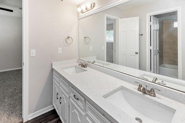 3101 Bonniebrook Dr, Plano, TX 75075 - full bath with double vanity and baseboards