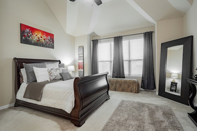 637 Grisham, Fate, TX 75087 - carpeted bedroom with lofted ceiling and ceiling fan