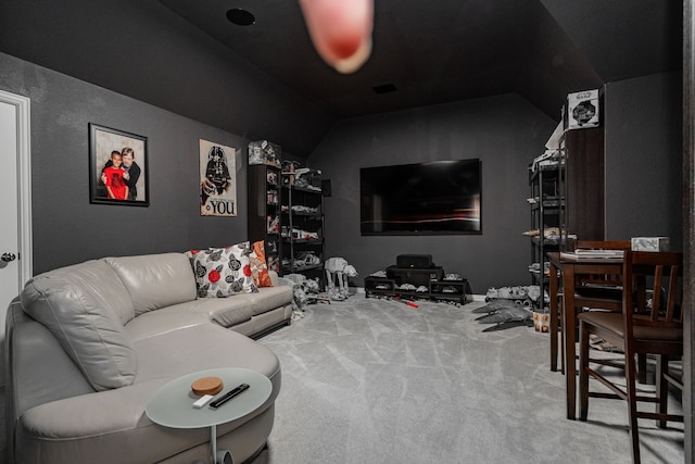 637 Grisham, Fate, TX 75087 - carpeted cinema room featuring lofted ceiling
