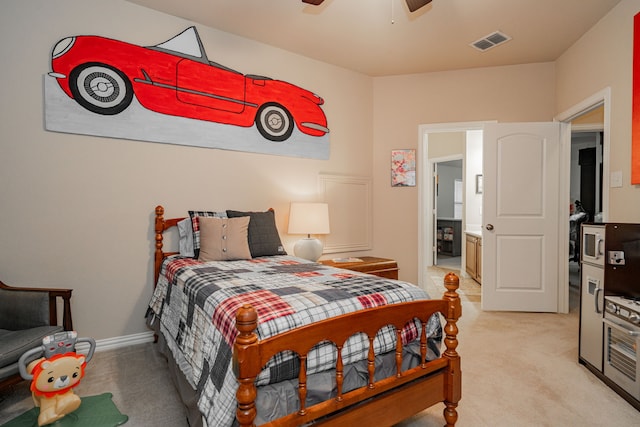 637 Grisham, Fate, TX 75087 - bedroom with light colored carpet and a ceiling fan