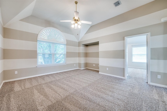 6001 Autumn Way, Mckinney, TX 75072 - spare room featuring carpet, a ceiling fan, and vaulted ceiling