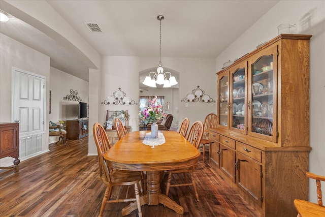 118 Independence Trl, Forney, TX 75126 - dining area with dark wood finished floors and a chandelier