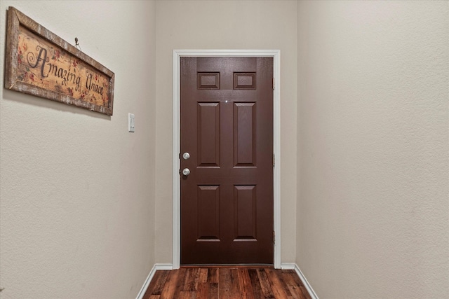 118 Independence Trl, Forney, TX 75126 - doorway to outside featuring baseboards and dark wood-style floors