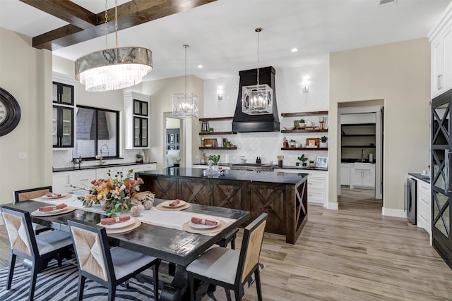 12965 Torello Ct, Godley, TX 76044 - dining area featuring a chandelier, light wood-type flooring, and recessed lighting