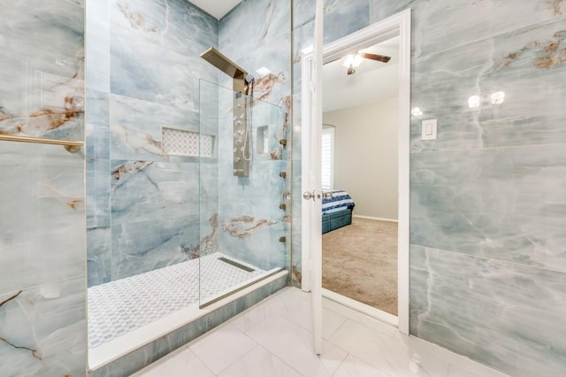 114 Stonecreek Dr, Irving, TX 75063 - bathroom featuring a marble finish shower and ensuite bath