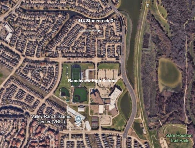 114 Stonecreek Dr, Irving, TX 75063 - aerial map of property and surrounding area