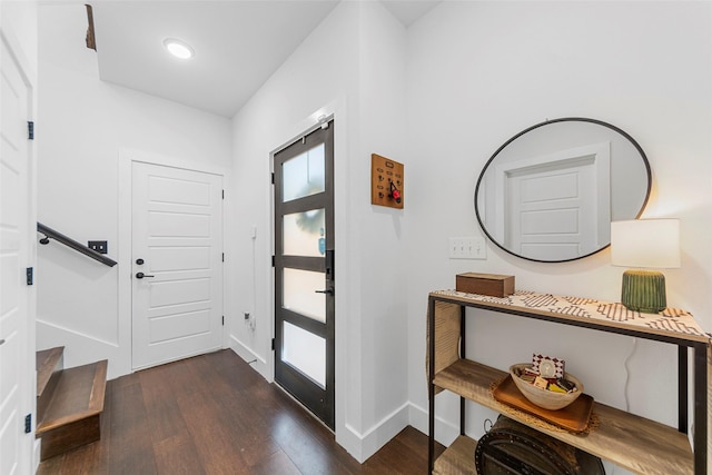 2340 Starks Ave, Dallas, TX 75215 - foyer entrance with dark wood finished floors and stairs