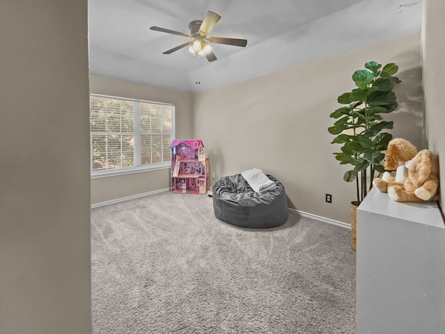 8600 La Quinta Ln, Mckinney, TX 75070 - living area featuring ceiling fan and carpet flooring