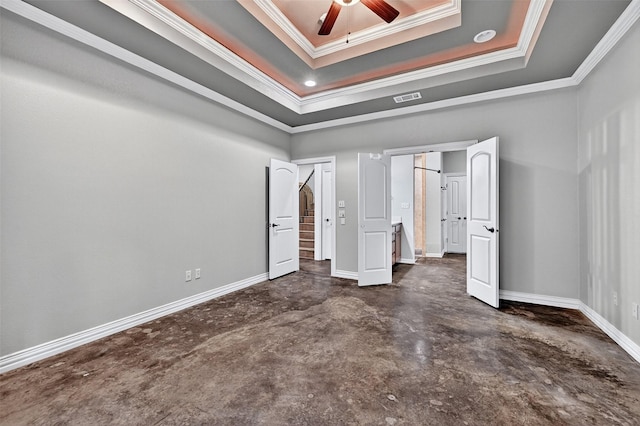 109 Lauren Ln, Pottsboro, TX 75076 - unfurnished bedroom with concrete floors, ornamental molding, and a tray ceiling