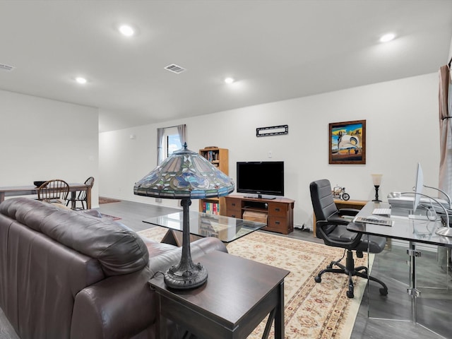 3100 Singleton Rd, Forney, TX 75126 - living room with recessed lighting, a desk, and wood finished floors