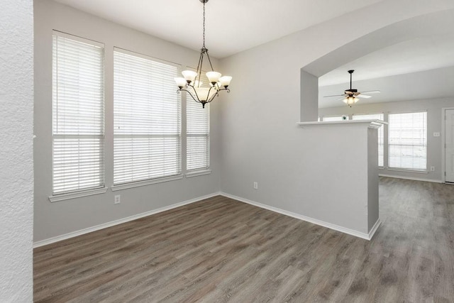 5006 Baton Rouge Blvd, Frisco, TX 75035 - spare room with wood finished floors, a chandelier, and ceiling fan