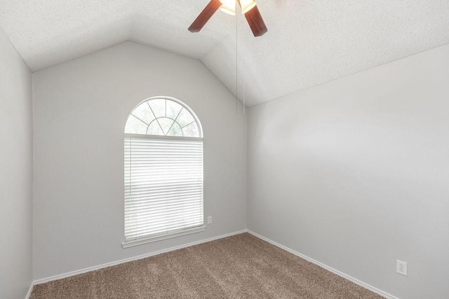 5006 Baton Rouge Blvd, Frisco, TX 75035 - carpeted empty room with a textured ceiling, ceiling fan, and lofted ceiling