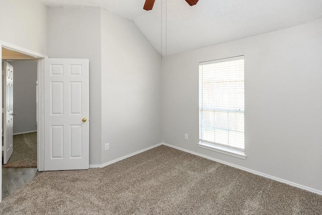5006 Baton Rouge Blvd, Frisco, TX 75035 - empty room with lofted ceiling, a ceiling fan, and carpet