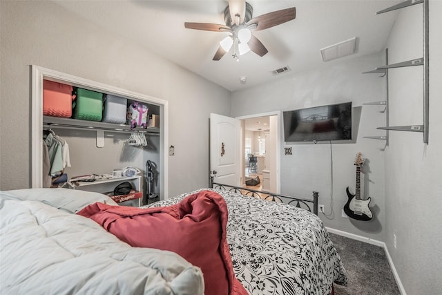 1020 Water St, Waxahachie, TX 75165 - carpeted bedroom with a closet and ceiling fan