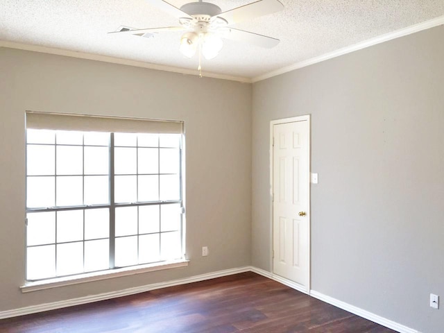 8400 Hickory St Unit 2902, Frisco, TX 75034 - empty room featuring wood finished floors, a ceiling fan, crown molding, and a textured ceiling
