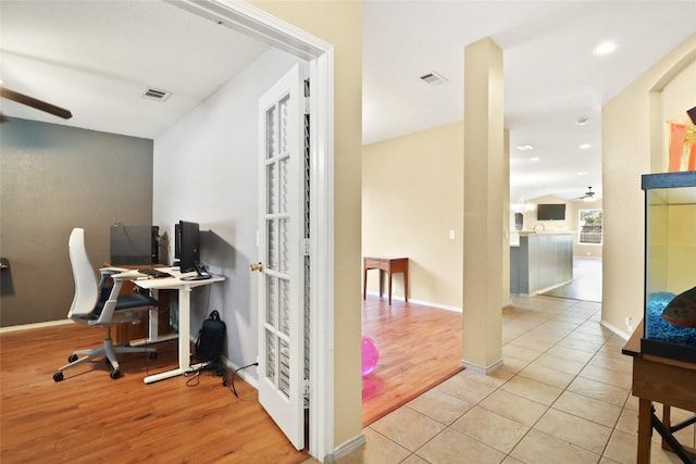 8436 Minturn Dr, Fort Worth, TX 76131 - office space with ceiling fan, wood finished floors, and recessed lighting