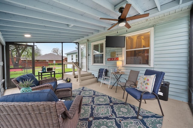 1121 W 3rd Ave, Corsicana, TX 75110 - view of patio with a ceiling fan and outdoor lounge area