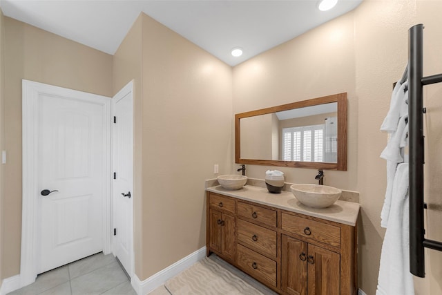 641 Woodridge Dr, Oak Point, TX 75068 - bathroom with double vanity and tile patterned flooring