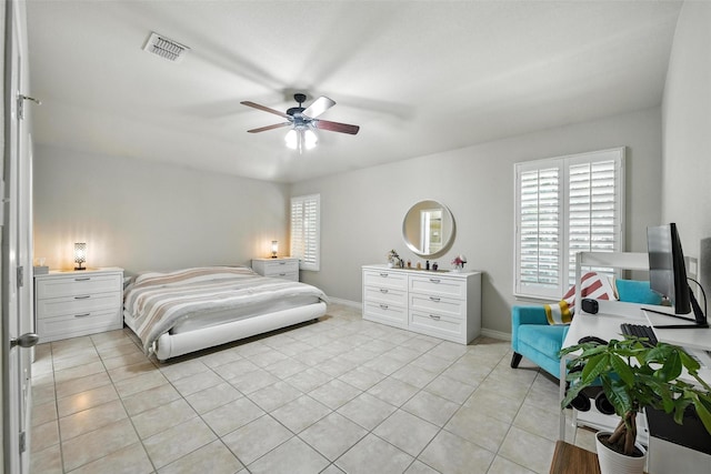 2509 Creek Villas Dr, Bedford, TX 76022 - bedroom featuring light tile patterned floors and ceiling fan