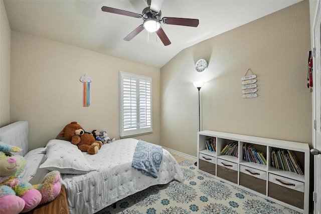 2509 Creek Villas Dr, Bedford, TX 76022 - bedroom with vaulted ceiling and ceiling fan