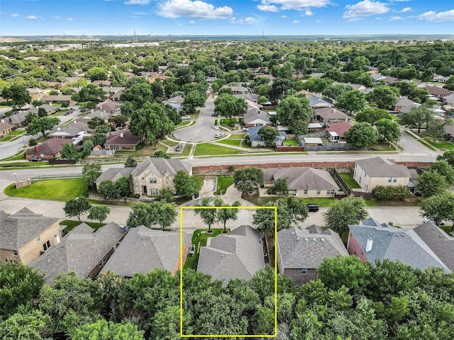 2509 Creek Villas Dr, Bedford, TX 76022 - aerial perspective of suburban area featuring property parcel outlined