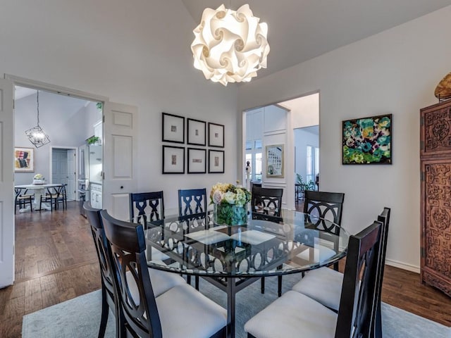 4597 Hallmark Dr, Plano, TX 75024 - dining area with a chandelier and wood finished floors