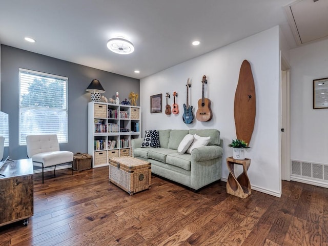 4597 Hallmark Dr, Plano, TX 75024 - living room featuring attic access, wood-type flooring, and recessed lighting
