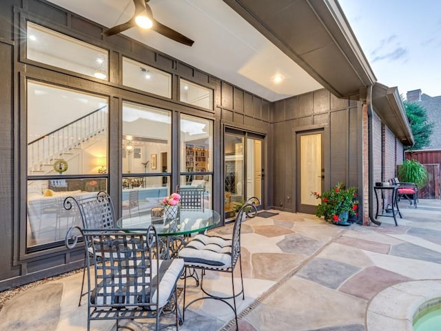 4597 Hallmark Dr, Plano, TX 75024 - view of patio / terrace with a ceiling fan and outdoor dining space