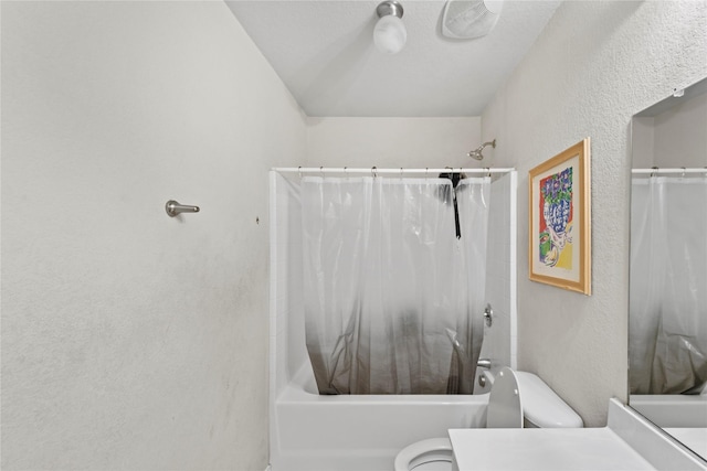 3440 Baby Doe Ct, Fort Worth, TX 76137 - full bath featuring shower / bath combo, vanity, and a textured wall