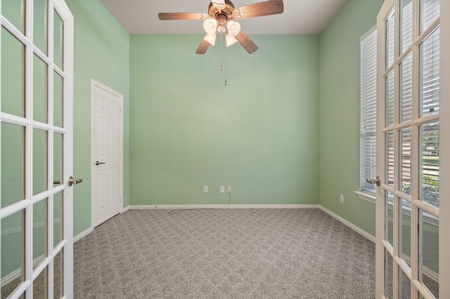 103 Deer Ct, Mansfield, TX 76063 - carpeted empty room with ceiling fan and french doors