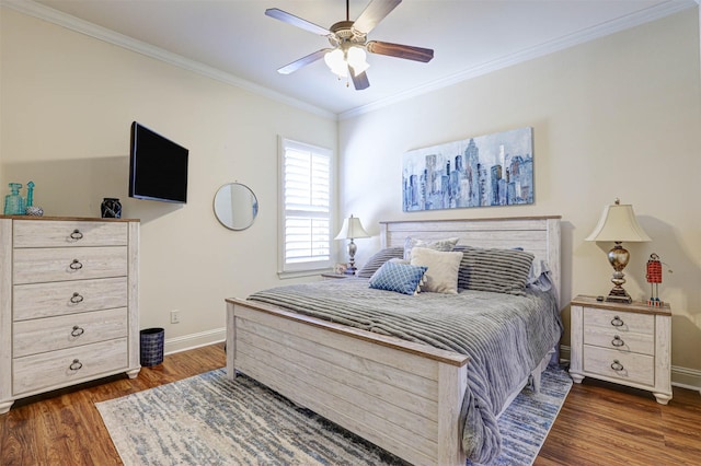2000 Diamond Rim Pass Rd, Keller, TX 76248 - bedroom featuring crown molding, wood finished floors, and ceiling fan