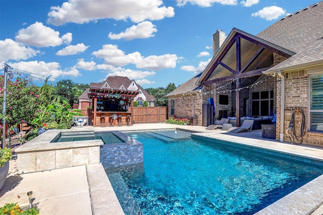 2000 Diamond Rim Pass Rd, Keller, TX 76248 - view of swimming pool featuring an in-ground hot tub, a fenced backyard, a patio, and an outdoor hangout area