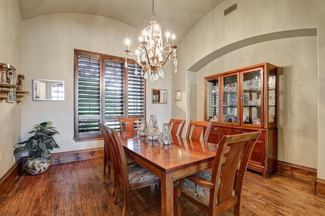 2000 Diamond Rim Pass Rd, Keller, TX 76248 - dining room with wood finished floors, a chandelier, and lofted ceiling