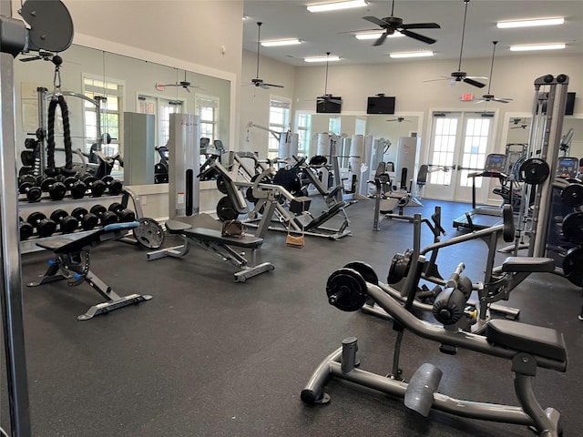 255 Carolina Trce, Fate, TX 75189 - workout area with a ceiling fan