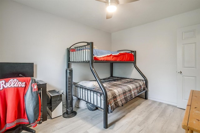 397 Flat Rock Rd, Azle, TX 76020 - bedroom featuring wood finished floors and a ceiling fan
