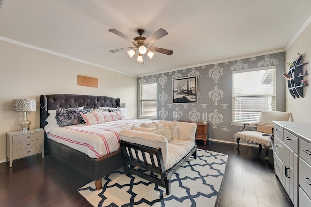 523 Blue Sage Dr, Fate, TX 75087 - bedroom featuring wood finished floors, ornamental molding, and ceiling fan