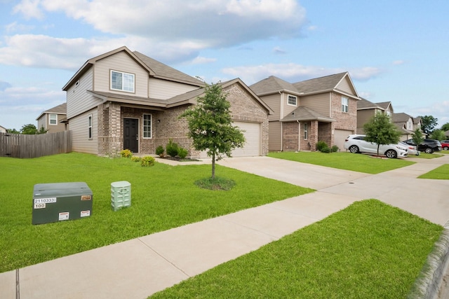 8313 White Pine Dr, Fort Worth, TX 76123 - traditional-style house with brick siding, concrete driveway, an attached garage, and a residential view
