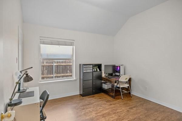 521 Willowview Dr, Saginaw, TX 76179 - office space with wood finished floors and vaulted ceiling