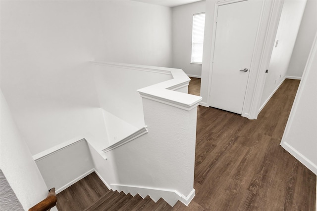 2142 Stonebrook Ln, Mesquite, TX 75181 - corridor with an upstairs landing and dark wood-type flooring