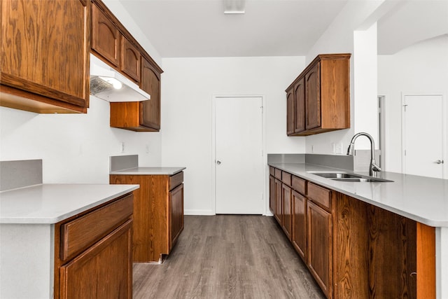 2142 Stonebrook Ln, Mesquite, TX 75181 - kitchen featuring wood finished floors, a peninsula, and light countertops