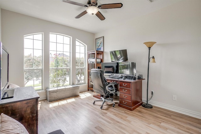 705 Tracy Dr, Azle, TX 76020 - home office with a ceiling fan and light wood-type flooring