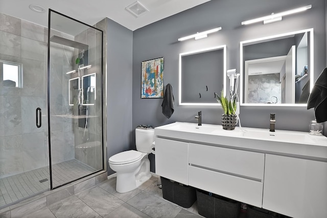 2001 N Prairie Ave Unit 106, Dallas, TX 75204 - bathroom featuring double vanity and a shower stall