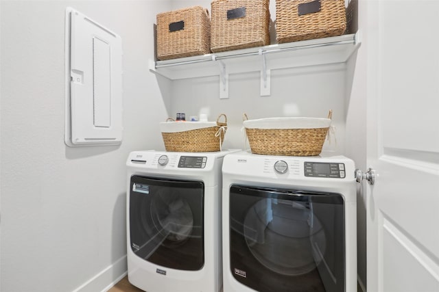 8128 Legacy Trl, Mckinney, TX 75071 - washroom with washing machine and dryer and baseboards