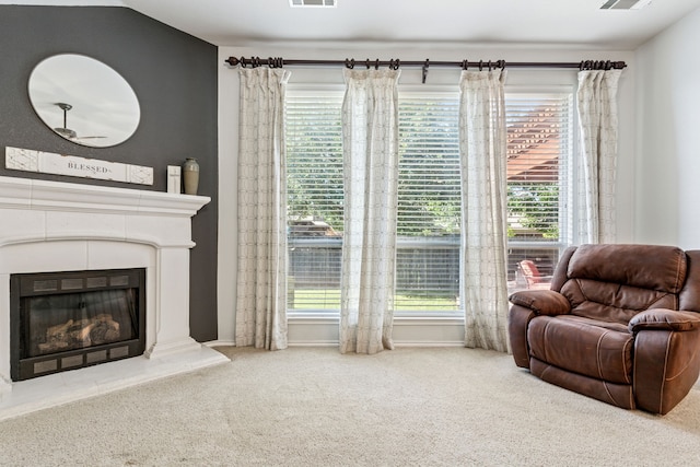 2020 El Camino Dr, Fort Worth, TX 76177 - living room with carpet, plenty of natural light, and a glass covered fireplace