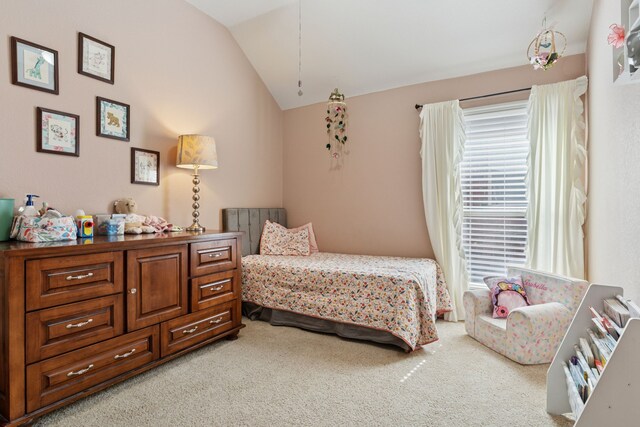 2020 El Camino Dr, Fort Worth, TX 76177 - bedroom featuring vaulted ceiling, multiple windows, and light carpet