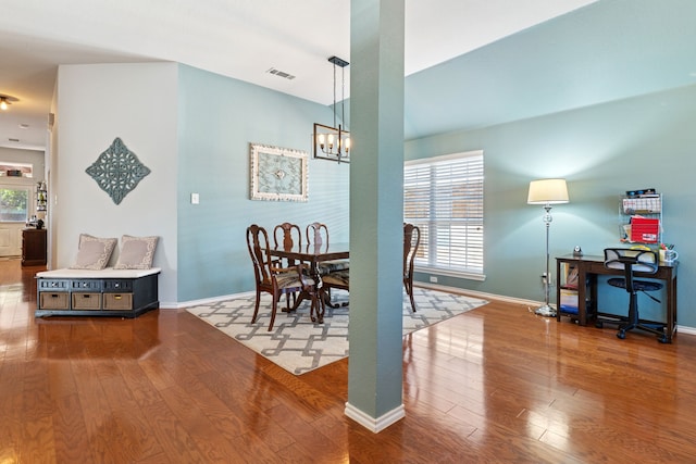 2020 El Camino Dr, Fort Worth, TX 76177 - dining space featuring wood finished floors and a chandelier