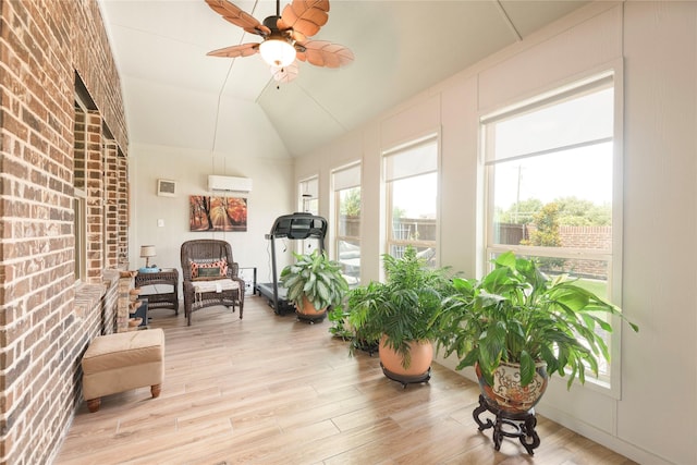 873 Mildren Ln, Fate, TX 75087 - sunroom / solarium featuring lofted ceiling and an AC wall unit